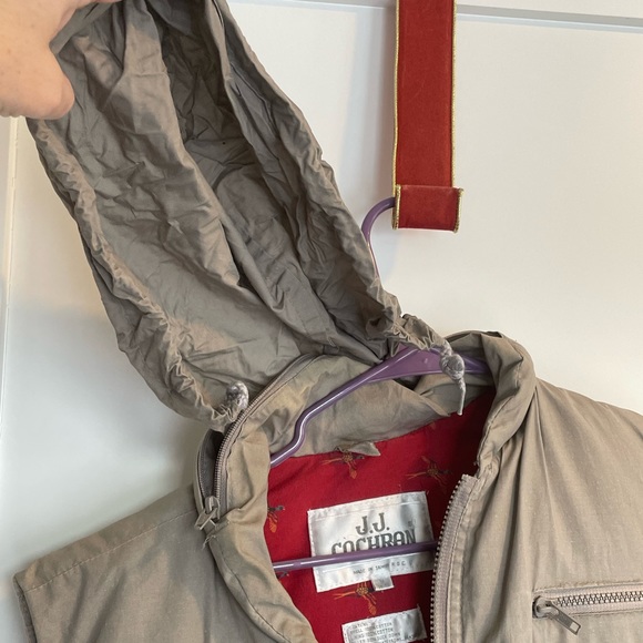 Vintage JJ Cochran Mens Sz Med Khaki Multi Pocket Duck Down Puffer Vest - Picture 3 of 7